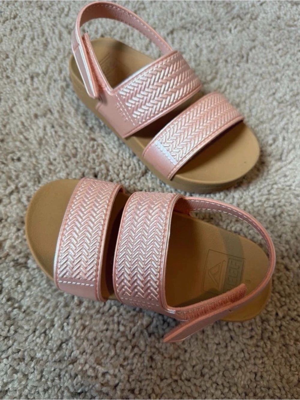 Reef Kids Pink Double-Strap Hook & Loop Sandals
